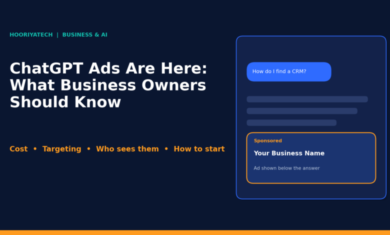 ChatGPT ads are here: what business owners should know, with a sponsored ad shown below a chat answer